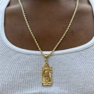 Gold Plated St. Mary Pendant Necklace